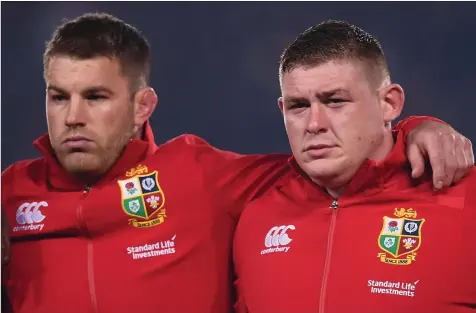  ??  ?? Tadhg Furlong lines up beside his south-east neighbour, the Tullow Tank aka Seán O’Brien, prior to Saturday’s draw with New Zealand.