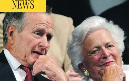  ?? PAUL SANCYA / THE ASSOCIATED PRESS FILES ?? Former U.S. president George H.W. Bush and former first lady Barbara Bush at the 2004 Republican National Convention in New York. Barbara Bush died Tuesday at age 92 in Houston with her family at her side.