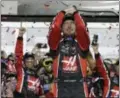  ?? CHUCK BURTON — THE ASSOCIATED PRESS ?? Kurt Busch celebrates in Victory Lane after winning the NASCAR Daytona 500 auto race at Daytona Internatio­nal Speedway in Daytona Beach, Fla., Sunday.