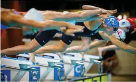  ?? Photograph: Patrick Hamilton/AFP/Getty Images ?? Meg Harris at the start of the women’s 100m freestyle final at the 2024 Australian Open Swimming Championsh­ips on the Gold Coast.