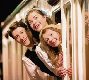  ??  ?? ●●Matt Jessup as Peter, Sophie Ablett as Bobbie and Beth Lilly as Phyllis in The Railway Children at King’s Cross Theatre