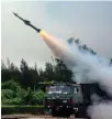  ?? -PTI/PIB ?? IMPORTANT MILESTONE: Quick Reaction Surface to Air Missile (QRSAM) of the DRDO, being test fired successful­ly from ITR Chandipur, off the Odisha Coast on Monday.