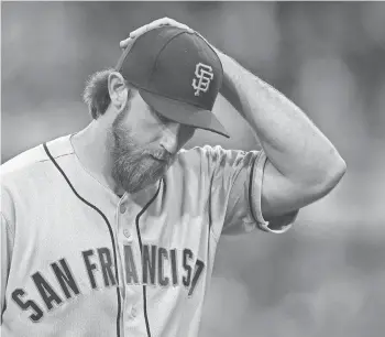  ?? JAKE ROTH, USA TODAY SPORTS ?? Madison Bumgarner has been instrument­al in the Giants’ three World Series titles since 2010.