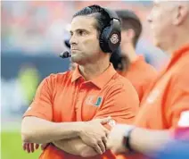  ?? LYNNE SLADKY/AP ?? Hurricanes coach Manny Diaz hopes there will be a college football season this fall. The ACC still has not decided against playing.