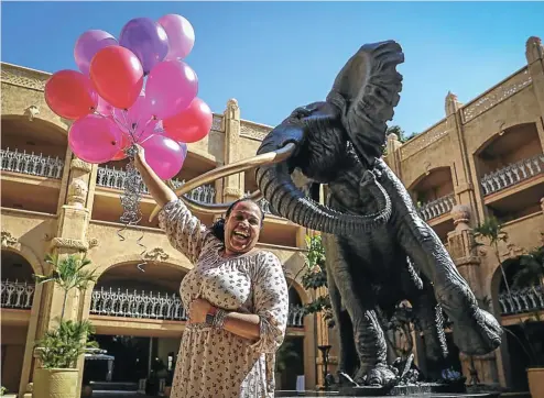  ?? Picture: Sebabatso Mosamo ?? Stuff Cleague is the first US tourist to SA booked by the Thompsons Holidays group in over a year. Cleague took unpaid leave from her job as a health-care worker in the US to come and celebrate her birthday at The Palace in Sun City.