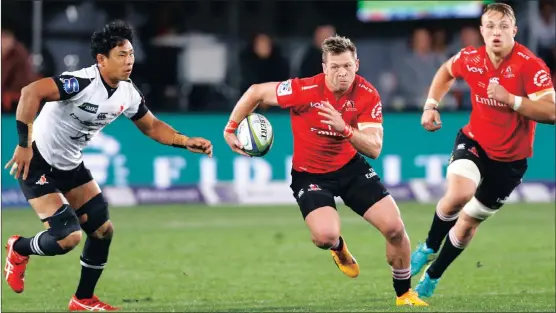  ?? Picture: KIM LUDBROOK, EPA ?? THE POWER AND THE PASSION: Ruan Combrinck breaks the Sunwolves defence during Super Rugby earlier this year. He is a surprise omission from the Springbok squad for the upcoming matches against Australia and New Zealand.