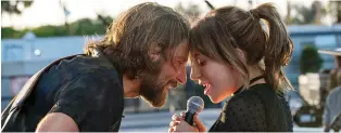  ?? WARNER BROS. ?? A Star Is Born, featuring Bradley Cooper and Lady Gaga, is nominated for five Golden Globes.