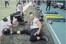  ?? JASON FRANSON THE CANADIAN PRESS ?? Ottawa Redblacks offensive lineman Jon Gott became a viral sensation three weeks ago when he chugged a beer after a touchdown by his team.