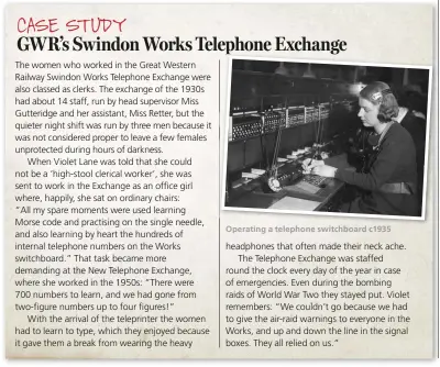  ??  ?? Operating a telephone switchboar­d c1935