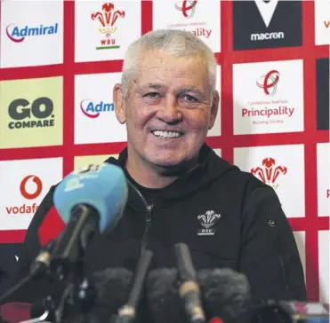  ?? ?? Wales boss Warren Gatland is all smiles as he speaks to the media ahead of tomorrow’s England clash