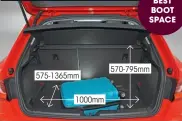  ??  ?? AUDI A1 SPORTBACK 575-1365mm 1000mm
BEST BOOT SPACE 570-795mm
Boot is relatively big by class standards, holding