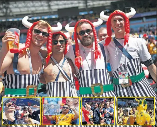  ??  ?? LAS AFICIONES. Los seguidores de Francia y Australia se lo pasaron a lo grande en las gradas del estadio de Kazán, donde hizo mucho calor.