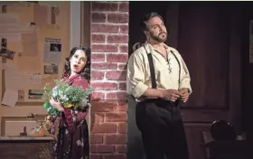  ?? ROSS ZENTNER ?? Rána Roman and Andrew Varela share poignant scenes, above and left, in Skylight Music Theatre’s "Kiss Me, Kate." The cast, below, performs the musical through June 16.