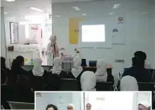 ??  ?? Dr Hind Al-Mazeedi from Abdallah Al-Mubarak Health Center gave a lecture to students about obesity recently. Dr Hind emphasized that good nutrition is part of preventing many diseases, most notably diabetes, blood pressure and other chronic ailments....