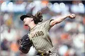  ?? JEFF CHIU / AP ?? The Padres’ Josh Hader pitches against the Giants during the ninth inning Wednesday in San Francisco. The Padres won 5-4.