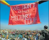  ?? AFP ?? Protesters take part in a demonstrat­ion against the Myanmar military coup in Inle lake, Shan state in February 2021.