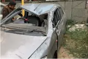  ??  ?? The car parked outside the Moti Bagh police station.