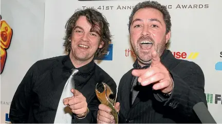  ??  ?? Matt Thomas and Reid, right, of the Feelers who won Radio Airplay Record Of The Year at the New Zealand Music Awards in 2006.