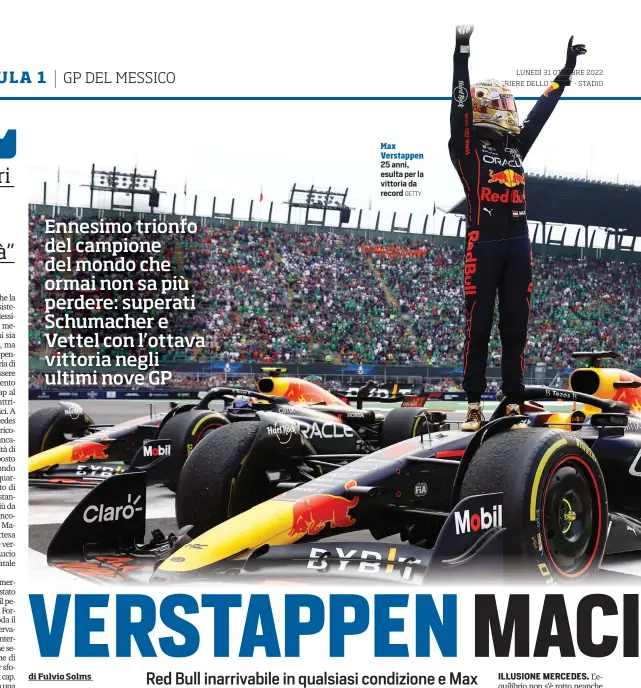  ?? GETTY ?? Max Verstappen 25 anni, esulta per la vittoria da record