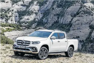  ??  ?? The threepoint­ed star badge is what many owners will be most proud of when the XClass goes on sale in SA in May. Below: Interior appointmen­ts mirror those of the company’s passenger models, such as the Vito bus.