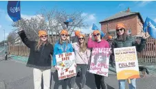  ?? ?? From left - Dr Emma Norris, Dr Bea Gardner, Dr Chloe Parfitt, Dr Lindsay Merry and Miss Libby Brewin on a picket line yesterday.