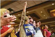  ?? Ashley Landis / Associated Press ?? Supporters of Larry Elder cheered as they waited to hear the candidate speak in Costa Mesa.