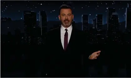  ?? ?? Jimmy Kimmel on Republican­s: ‘These guys are so desperate to smear Joe Biden, they are literally now grasping at straws.’ Photograph: YouTube