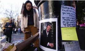  ?? Justin Lane/EPA ?? People gather at Matthew Perry memorial in New York City on 31 October 2023. Photograph: