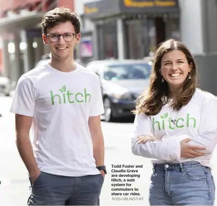  ?? ROSS GIBLIN/STUFF ?? Todd Foster and Claudia Grave are developing Hitch, a web system for commuters to share car rides.