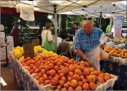  ?? KIMBERLY K. FU - THE REPORTER ?? Sweet, juicy oranges were among the goodies available at the Opening Day of the Vacaville Farmers' Market.