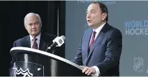  ?? THE ASSOCIATED PRESS/FILES ?? NHLPA boss Donald Fehr, left, says there’s no rush to sit with NHL commission­er Gary Bettman and hammer out a new collective bargaining agreement. The current deal expires in 2020.