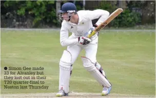  ??  ?? Simon Gee made 33 for Alvanley but they lost out in their T20 quarter-final to Neston last Thursday