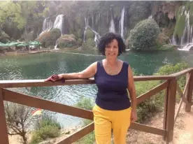  ??  ?? Mary at the Kravica Waterfalls in Herzegovin­a last year