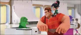  ?? WALT DISNEY STUDIOS MOTION PICTURES ?? In “Ralph Breaks the Internet,” video-game bad guy Ralph (center, voiced by John C. Reilly) and fellow misfit Vanellope von Schweetz (right, voiced by Sarah Silverman) venture into the expansive world of the internet.