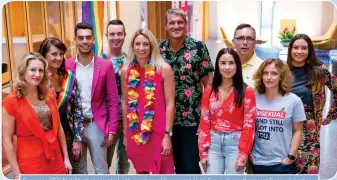  ??  ?? Sovereign CEO Nick Stanhope (centre) with members of Sovereign’s Unity Group during the recent Pride celebratio­ns.