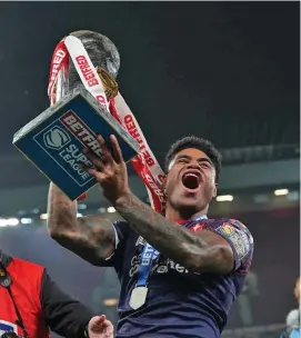  ?? Photo: The Guardian ?? Fijian Bati captain and St Helens hero Kevin Naiqama with the Super League title on October 9, 2021.