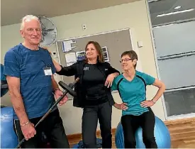  ?? TOM DILLANE/FAIRFAX NZ ?? Fitness converts Trevor Danvers, left, Phillipa Batts and Averil Danvers at the AUT University North Shore gym.