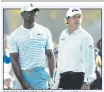  ??  ?? ROUND OF MATCH PAY: Woods and Mickelson