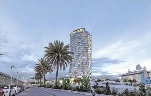  ?? ABC ?? La futura torre del Puerto albergará un hotel de gran lujo y tendrá 27 plantas de alto