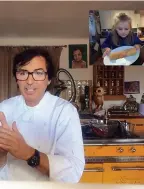  ??  ?? Flipping amazing... Jean- Christophe Novelli teaches Edith in a video call