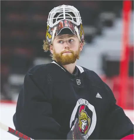  ?? ERROL MCGIHON ?? Goaltender Marcus Hogberg is one of several Senators who returned to Europe to wait for the potential resumption of the AHL season.