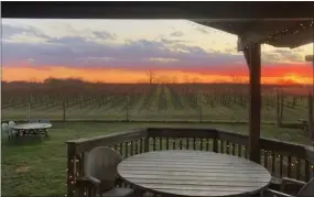  ?? SUBMITTED PHOTO ?? The sunset is golden at Va La Vineyards in the Avondale region of New Garden Township.