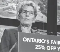  ?? ERNEST DOROSZUK / POSTMEDIA NEWS FILES ?? Ontario Premier Kathleen Wynne’s move to sell off part of Hydro One will benefit taxpayers for years to come.