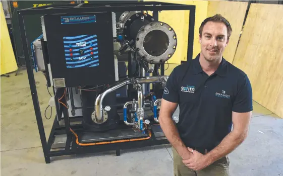  ?? Picture: STEVE HOLLAND ?? Luther Mclachlan of Nerang-based Brauer Industries, which will supply pool purificati­on systems at the Southeast Asian Games in Malaysia.