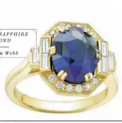  ??  ?? BESPOKE GOLD, SAPPHIRE AND DIAMOND POA
Emma Clarkson Webb