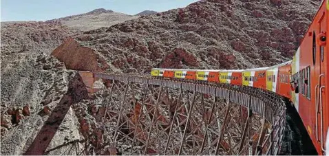  ?? Foto: istock ?? Ein Zug in den Hochanden zwischen Argentinie­n und Bolivien – ähnliche Höhenunter­schiede müsste auch die transozean­ische Bahn überwinden.