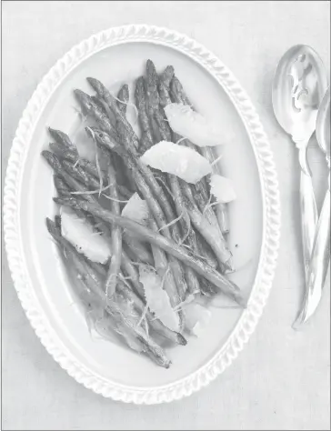  ??  ?? Skillet Asparagus With Grapefruit bridges the seasons. Credit: Photograph by Squire Fox for “The Lee Bros. Charleston Kitchen” by Matt Lee and Ted Lee, Clarkson Potter, 2013.)