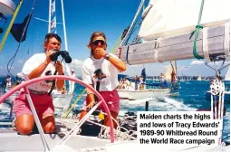  ?? ?? Maiden charts the highs and lows of Tracy Edwards’ 1989-90 Whitbread Round the World Race campaign