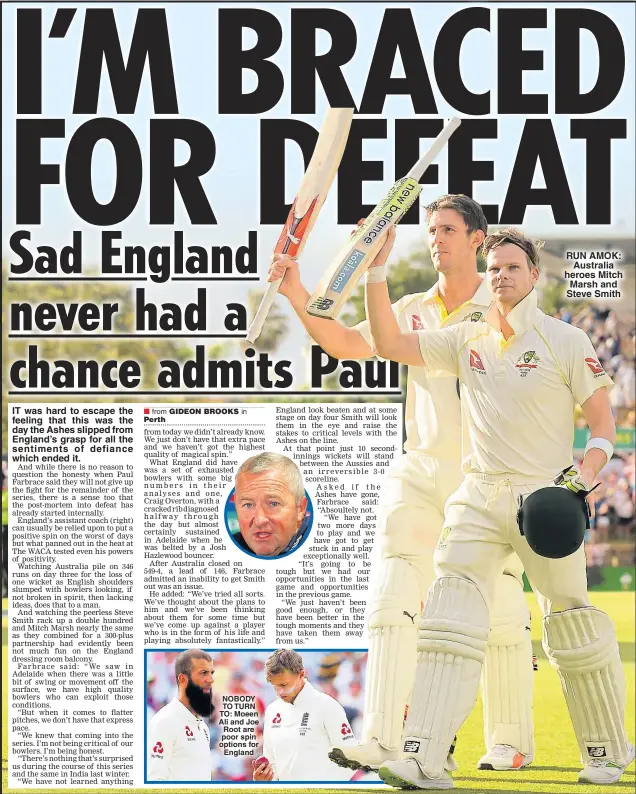  ??  ?? NOBODY TO TURN TO: Moeen Ali and Joe Root are poor spin options for England