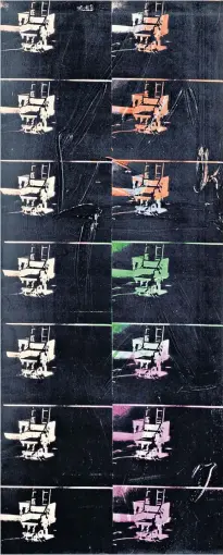 ??  ?? Open to offers: Andy Warhol’s 14 Small Electric Chairs